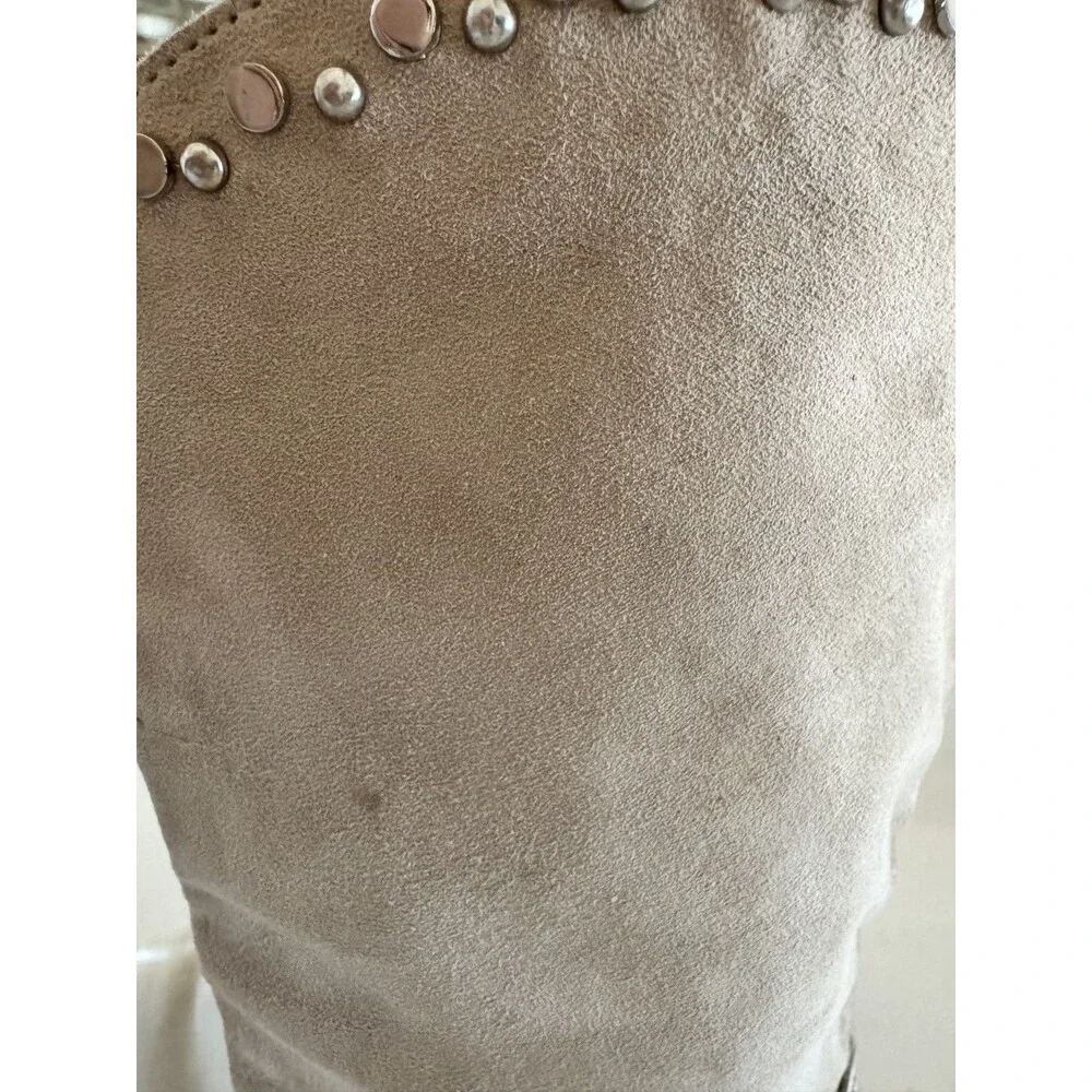 Free People Jaxon Studded Western Cowboy Boots Cream Excellent 38.5 8
